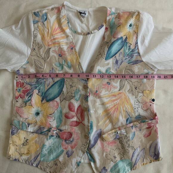 Vintage Tapestry Floral Tie Back Vest Shirt - Picture 3 of 8